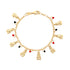 The Teddy Bears Red and Black Lucky Charms Baby Bracelet is a 14k gold-filled charm bracelet featuring delicate teddy bear charms, each embellished with tiny red and black accents. With its lobster clasp closure, the lucky charm bears are evenly distributed along the chain, making it an ideal accessory for babies.